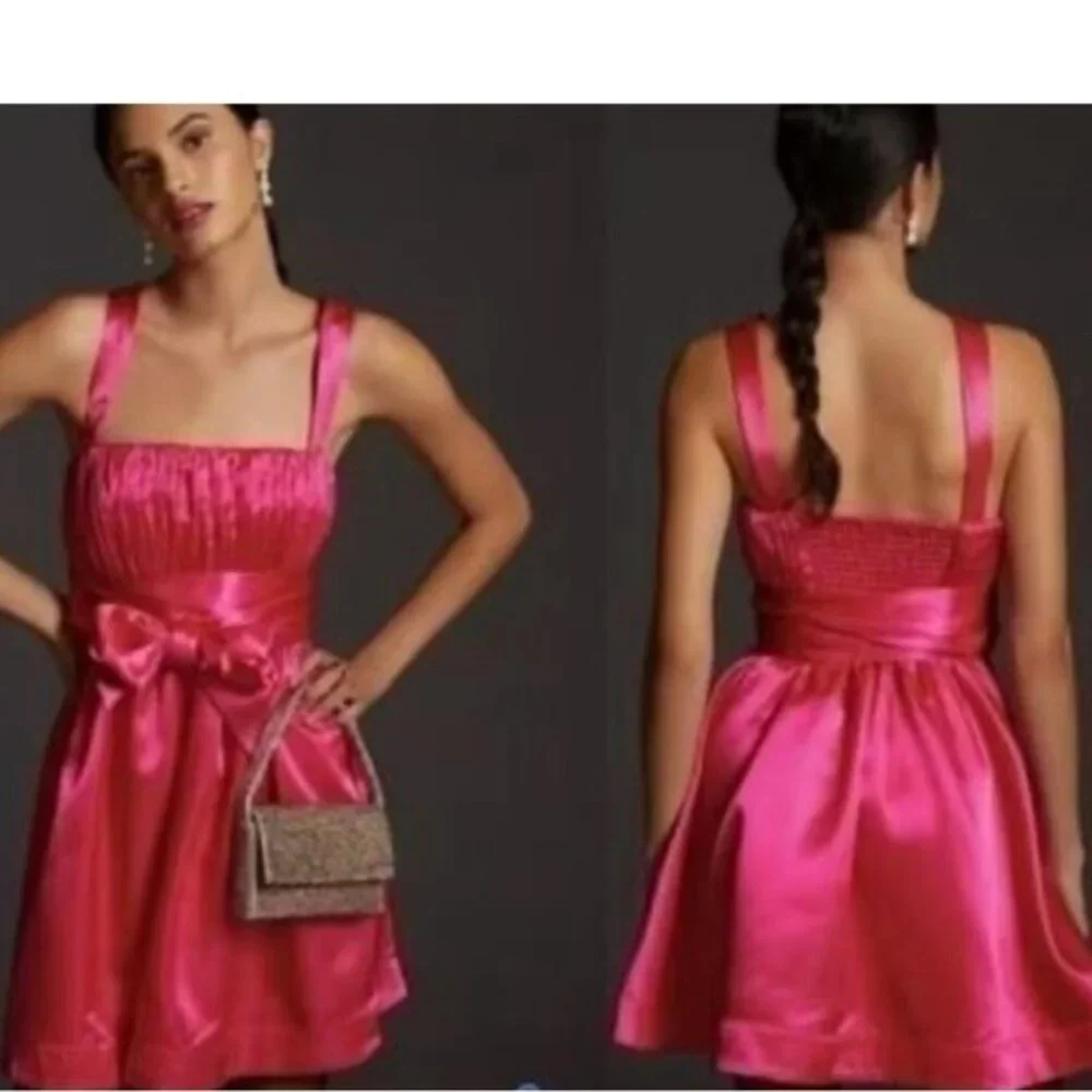 NWT | Maeve Bow-Tie Satin Mini Dress!! - Picture 2 of 11